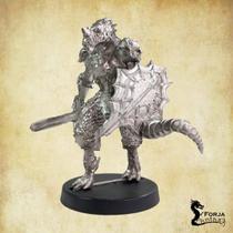 Nargrax Escama Rubra - Basilisco Miniaturas - Metal Branco - RPG