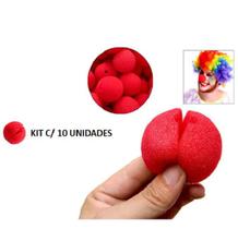 Nariz de Palhaço em Espuma Fantasia Acessório Kit C/ 10 Pçs