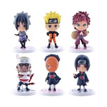 NARUTO Sasuke Gaara Uchiha Madara 7-8cm Mini Estatuetas 6 Pçs/lote 2 Estilos Base Personalidade