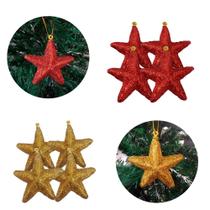 Natal Enfeite Estrelas Glitter 7cm 4un Natst04 Multiart