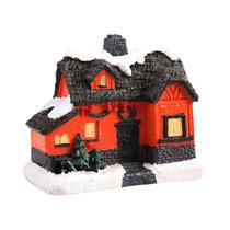 Natal miniatura resina vila casa, luz led, neve casa, brilho decoração, casa
