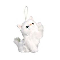 Natal Pet - Gato Decorativo Pelúcia Sentado Branco - Cromus