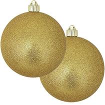 Natal por Krebs 6 "(150mm) Ornamento 2 peças Grau comercial Interior e exterior plástico à prova de quebra, decorações de ornamento em forma de bola resistente à água (brilho dourado)