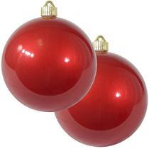 Natal Por Krebs 6" (150mm) Ornamento, 2 Peças, Grau Comercial Interior e Exterior Plástico à prova de quebra, UV e água Resistentes à bola Ornamentações Decorações ornamentos (Vermelho Doce)