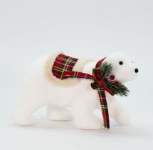 Natalino Enfeite Ursinho Polar Com Cachecol Xadrez 18 cm Natalino Enfeite Ursinho Polar Com Cachecol Xadrez 18 cm