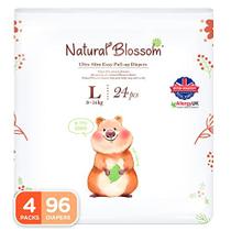 Natural Blossom Easy Pull-up Fralda Calças Tamanho (4) 2T-3T (20-31 lbs) 96 Contagem (24ea*4packs) Vegano - Super Suave - Hipoalergênico - Ultra-Slim