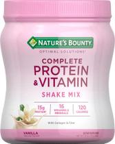 Nature's Bounty Complete Protein & Vitamin Shake Mix com Colágeno & Fibras, Contém Vitamina C para Saúde Imunológica, Sabor de Baunilha, 16 Oz