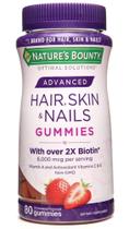 Nature's Bounty Hair, Skin e Nails, Gummies 2 vezes mais biotina - 90 gomas sabor morango