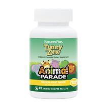 NaturesPlus Animal Parade Source of Life Children's Chewable Digestive Aid - Sabor a Frutas Tropicais - 90 Comprimidos em Forma de Animal - Contém Probióticos Vivos - Vegetariano, Sem Glúten - 90 Porções