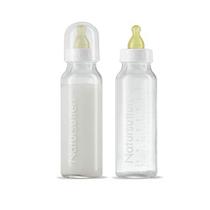 Natursutten Anti-Colic Bottles - 8 Oz Baby Bottles Glass - Conjunto Newborn com Borracha Natural, Mamilos de Garrafa de Fluxo Lento - Vidro Borossilicato - 2 Pack