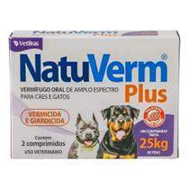 NatuVerm Plus 25Kg Vermífugo Sabor Carne 1650mg - Porte Grande Giardia
