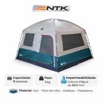 Nautika Barraca Camping Acampamento 8 Á 9 Pessoas Tent Hut com Coluna DÁgua 800mm para Aventuras ao Ar Livre