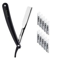 Navalha de Barbear Profissional Lâmina Navalhete Acabamento Sobrancelha Barba Barbeiro Aço Inox