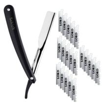 Navalha de Barbear Profissional Lâmina Navalhete Acabamento Sobrancelha Barba Barbeiro Aço Inox