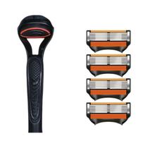 Navalha Manual Masculina De 6 Camadas Com Lâminas De Aço Inoxidável Substituíveis E Suporte Lavável Navalha Manual Masculina De 6 Camadas Com Lâminas De Aço Inoxidável Substituíveis E Suporte Lavável