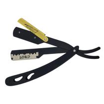 Navalha Navalhete Profissional Preto Clip Dourado Barbeiro