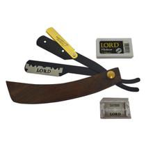 Navalhete Barbeiro Cabo Madeira + 05 Lâminas Barbear -Jc-007 Navalhete Barbeiro Cabo Madeira + 05 Lâminas Barbear -Jc-007