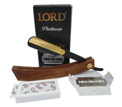 Navalhete Barbeiro Cabo Madeira + 50 Lâmina Barbear - Jc-008 Navalhete Barbeiro Cabo Madeira + 50 Lâmina Barbear - Jc-008