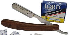 Navalhete Cabo Madeira + 100 Meia Lâminas Barbear - Jc-006