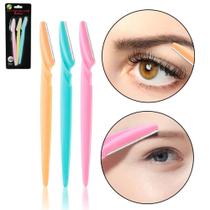 Navalhete de plastico para sobrancelha com 3 pecas 15cm