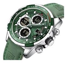 Naviforce Verde Esporte Relógios Luxo Aço Inoxidável