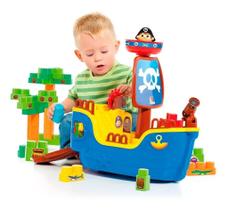 Navio Pirata Blocos De Montar Brinquedo Educativo Baby Land 8002 - CARDOSO