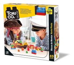 Navio Pirata C/ 49 Peças Blocos De Montar Samba Toys
