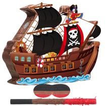 Navio pirata Piñata Pasimy com venda e bastão 41x31cm