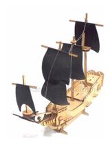 Navio Pirata. Quebra Cabeça 3d. Miniatura Em Mdf.