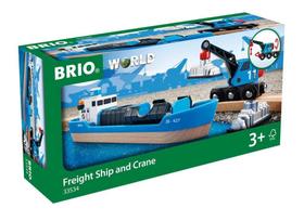 Navio Porta-Contêineres e Guindaste Brio World 33534 - Acessório para Trem de Brinquedo