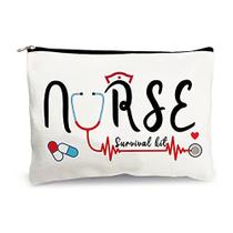 NC Nurse Survival Kit saco cosmético, presente divertido para o presente de aniversário da enfermeira, acessórios de joias de higiene maquiagem organizador bolsa de zíper para a escola de viagem