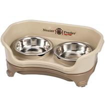 Neater Feeder Express para gatos - Alimentador de animais de estimação à prova de bagunça com tigelas de comida e água de aço inoxidável - À prova de gotejamento, sem ponta e antiderrapante - Cappuccino