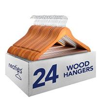 Neaties Natural Wood Hangers de acabamento de cereja com 360 Grau Swivel Hook & Smooth Cut Notches 24 Pacote