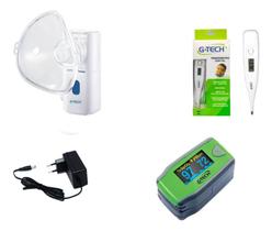 Nebulizador De Rede Vibratória + Oximetro Pediatrico + Termometro Axilar + Fonte