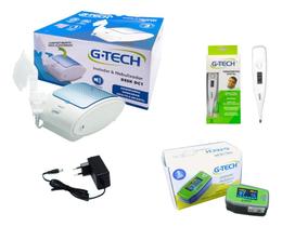 Nebulizador Inalador Tecnologia Super Flow + Oximetro Pediatrico + Termometro Digital