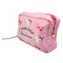 Necessaire Bolsa Feminina Maquiagem Hello Kitty Rosa Klass Vough Impermeável