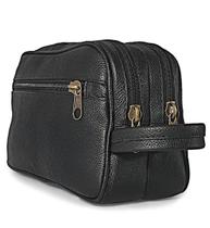Necessaire Bolsa Mão De Couro Legítimo Grande Espaçosa Preto