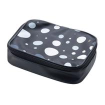 Necessaire Box Estampado - 1 Zíper com Pompom - Preto