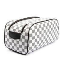 Necessaire Branca Quadriculada Estojo de Viagem Organizador Necessaire Branca Quadriculada Estojo de Viagem Organizador