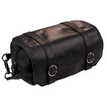 Necessaire Cinnamon Social Em Couro Preto Rústico Bovino Impermeável Unissex Organizador Mala Viagem