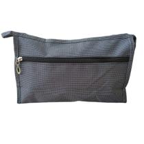 Necessaire Cinza De Nylon 2 Compartimentos Forrados 26x16cm