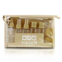 Necessaire com Frascos para Viagem 10 Peças Jacki Design Bege Necessaire com Frascos para Viagem 10 Peças Jacki Design Bege