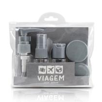 Necessaire com Frascos para Viagem 7 Peças Jacki Design Cinza Necessaire com Frascos para Viagem 7 Peças Jacki Design Cinza
