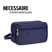 Necessaire de Couro Masculina Com Alça Lateral