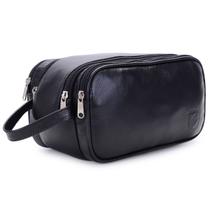 Necessaire de Couro Masculina Grande Espaçosa Premium 3 repartoções e alça de mão Necessaire de Couro Masculina Grande Espaçosa Premium 3 repartoções e alça de mão