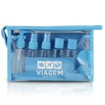 Necessaire de Frascos para Viagem 10 peças Organizador Azul Necessaire de Frascos para Viagem 10 peças Organizador Azul
