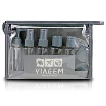 Necessaire de Frascos para Viagem 10 peças Organizador Cinza Necessaire de Frascos para Viagem 10 peças Organizador Cinza