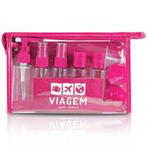 Necessaire de Frascos para Viagem 10 peças Organizador Pink Necessaire de Frascos para Viagem 10 peças Organizador Pink