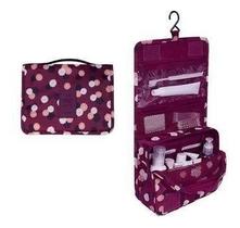 Necessaire Em Nylon Organizadora Higiene Para Viagem Cor:Vinho Flores Necessaire Em Nylon Organizadora Higiene Para Viagem Cor:Vinho Flores