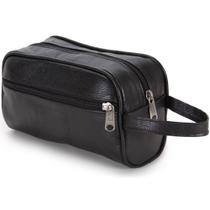 Necessaire Estojo Bolsa Couro Masculino Feminino Organizadora Viagem Com Zíper Dia a Dia